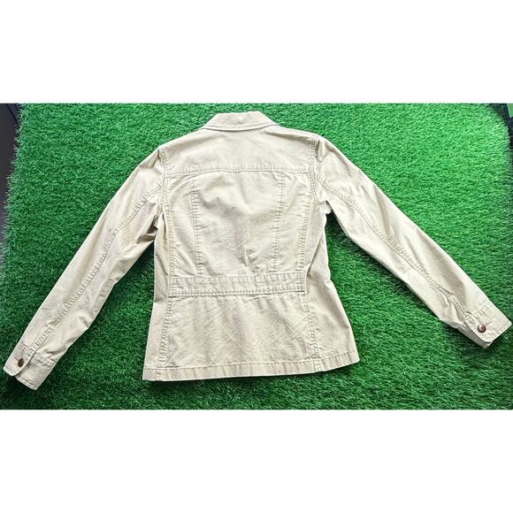 LRL Lauren Jeans Co Safari Field Blazer Jacket Womens Sz S Khaki 100% Cotton Tan - Picture 3 of 11